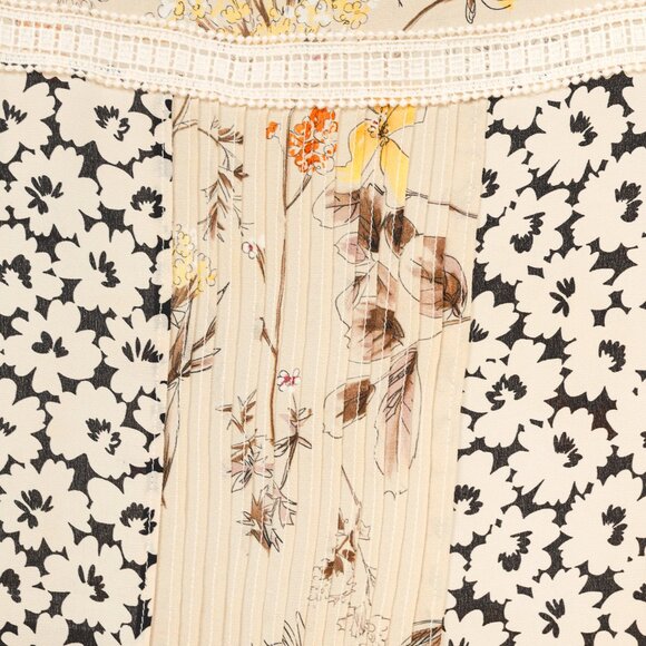 Weekend Max Mara Beige Floral Silk Peplum Blouse - Picture 8 of 10